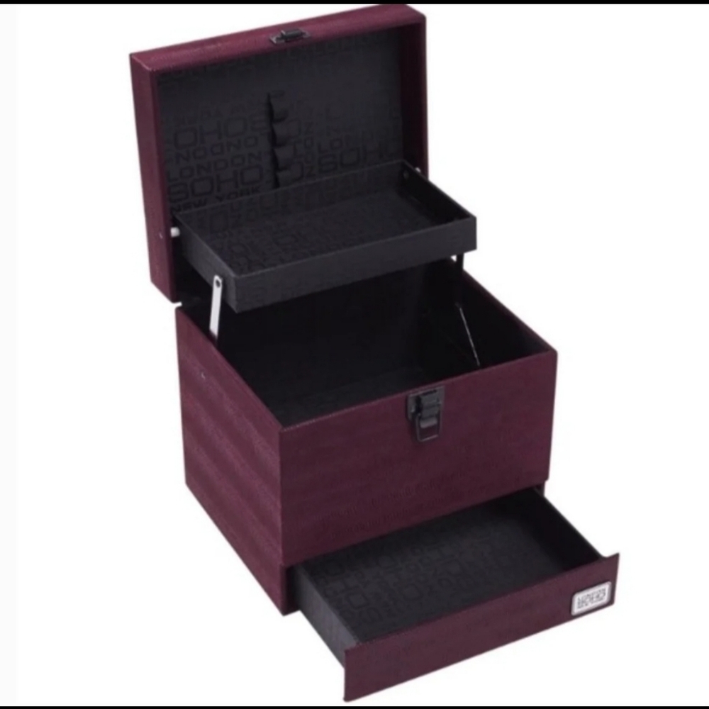 SOHO Beauty Triple Slider Burgundy Makeup Case BNWT